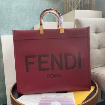 Fendi Sunshine Shopper Leather Tote Bag Burgundy 2020 (AFEI-20112603)