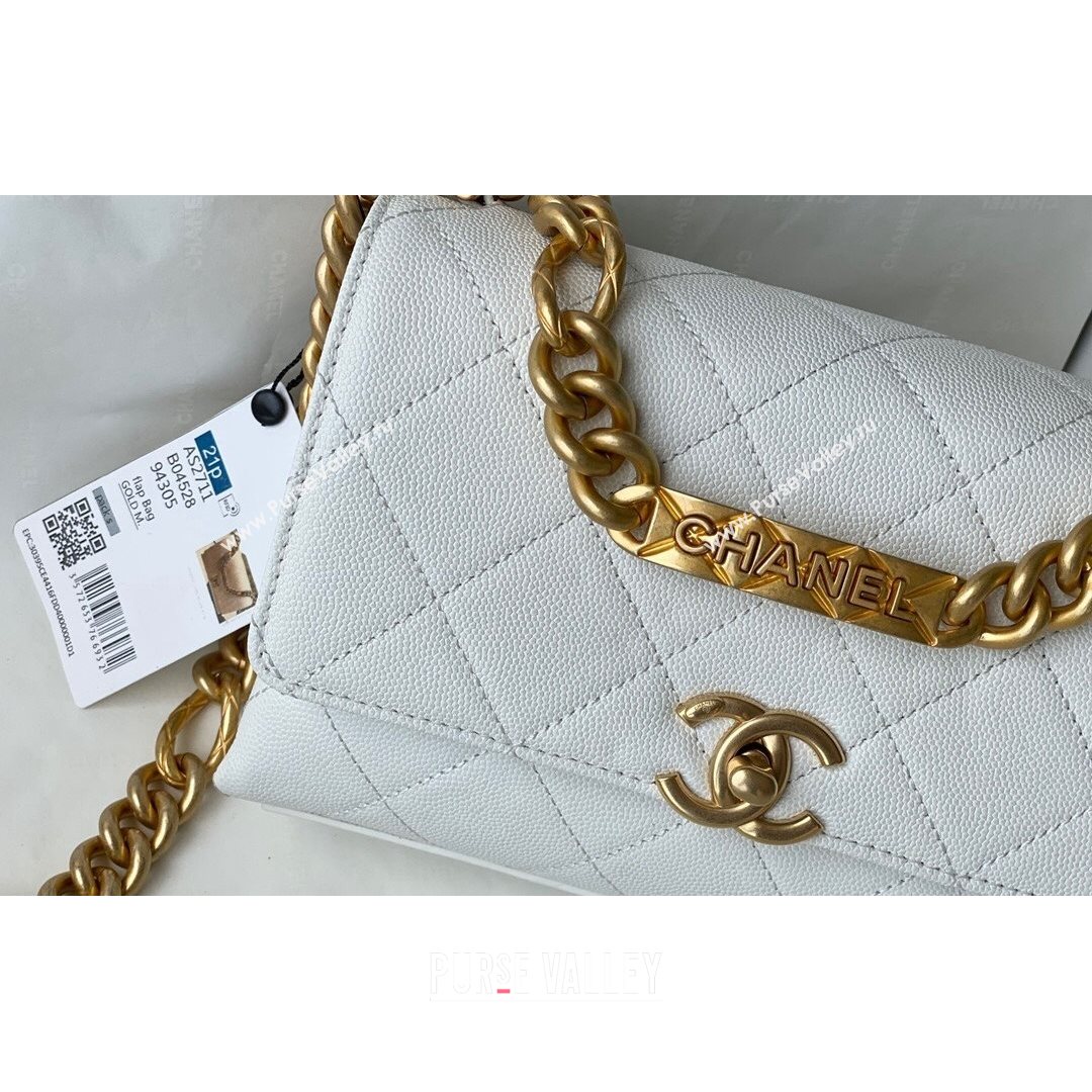 Chanel Grained Calfskin & Gold-Tone Metal Mini Flap Bag AS2711 White 2021 (SM-21082746)