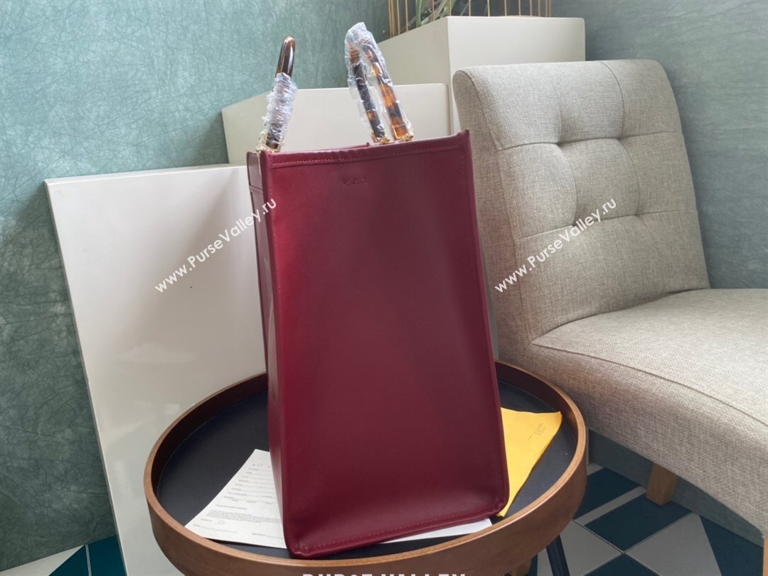 Fendi Sunshine Shopper Leather Tote Bag Burgundy 2020 (AFEI-20112603)