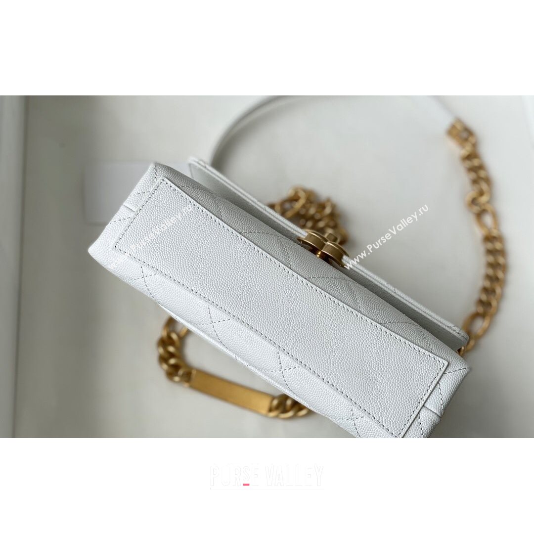 Chanel Grained Calfskin & Gold-Tone Metal Mini Flap Bag AS2711 White 2021 (SM-21082746)