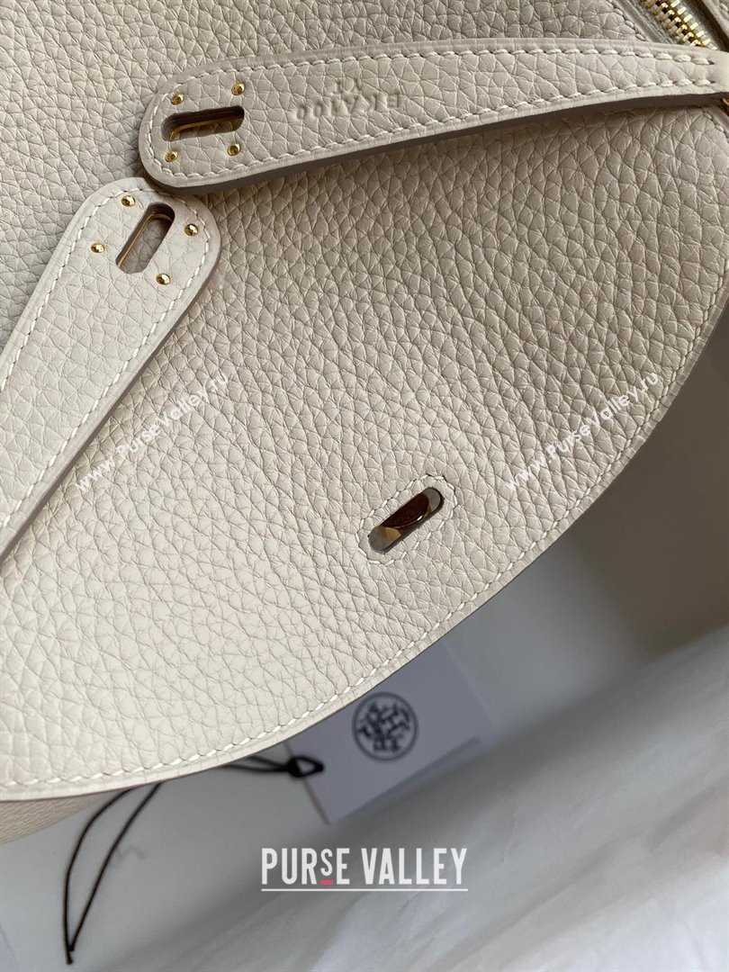 Hermes Lindy 26/30 Bag in Original Taurillon Clemence Leather Milk Shake White/Gold 2024(Full Handmade) (XYA-24051527)