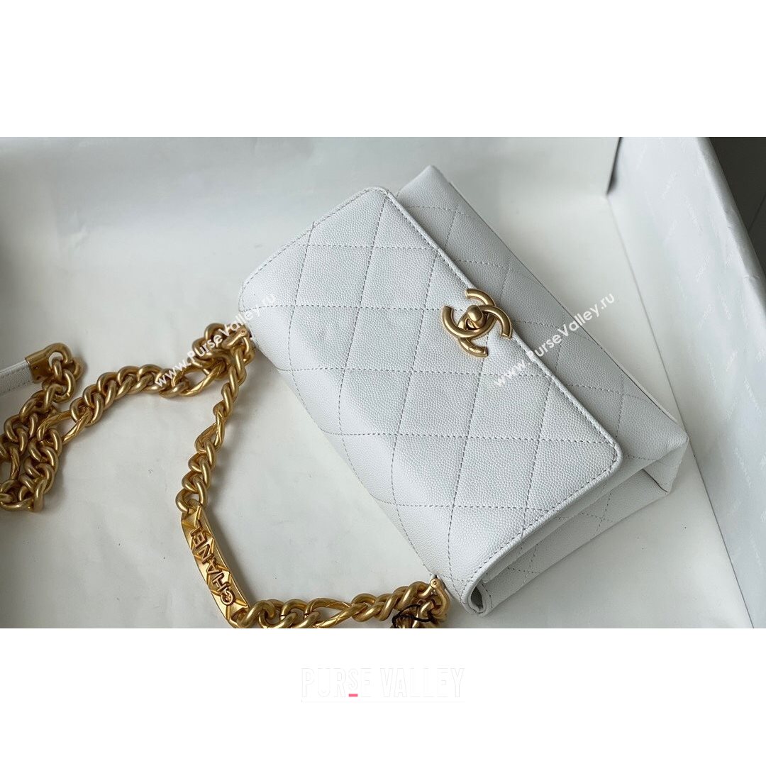 Chanel Grained Calfskin & Gold-Tone Metal Mini Flap Bag AS2711 White 2021 (SM-21082746)