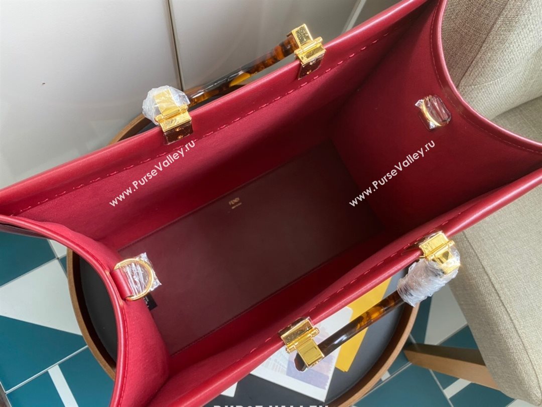 Fendi Sunshine Shopper Leather Tote Bag Burgundy 2020 (AFEI-20112603)