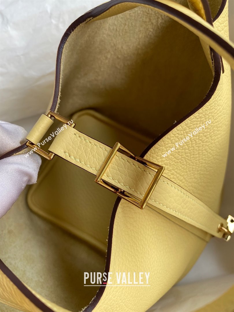 Hermes Picotin Lock Bag 18cm/22cm in Taurillon Clemence Leather Light Yellow/Gold 2023 (Handmade) (M-23110739)