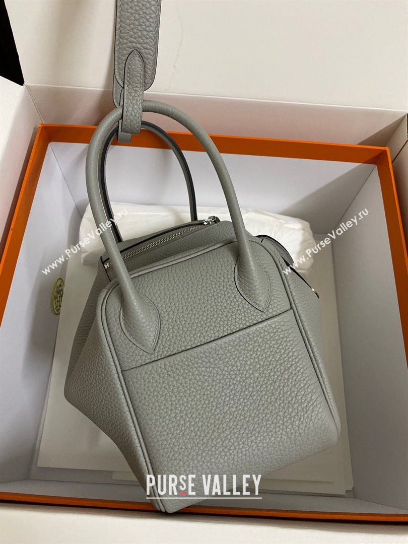 Hermes Lindy 26/30 Bag in Original Taurillon Clemence Leather Seagull Grey/Silver 2024(Full Handmade) (XYA-24051529)