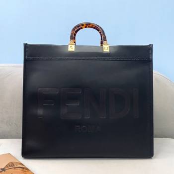 Fendi Sunshine Shopper Leather Tote Bag Black 2020 (AFEI-20112602)