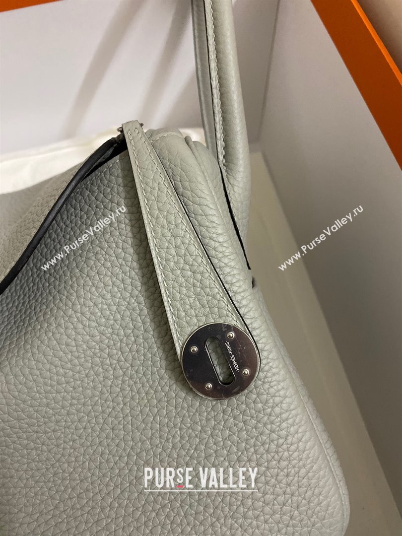 Hermes Lindy 26/30 Bag in Original Taurillon Clemence Leather Seagull Grey/Silver 2024(Full Handmade) (XYA-24051529)