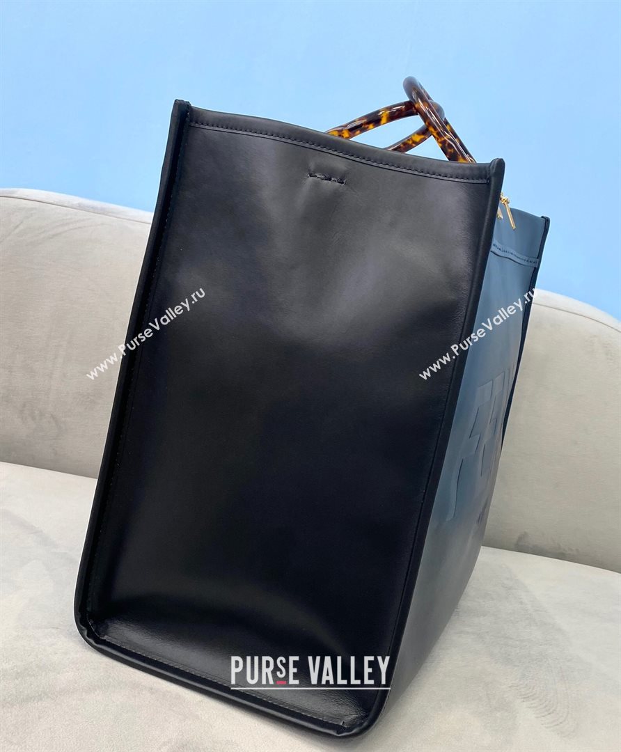 Fendi Sunshine Shopper Leather Tote Bag Black 2020 (AFEI-20112602)