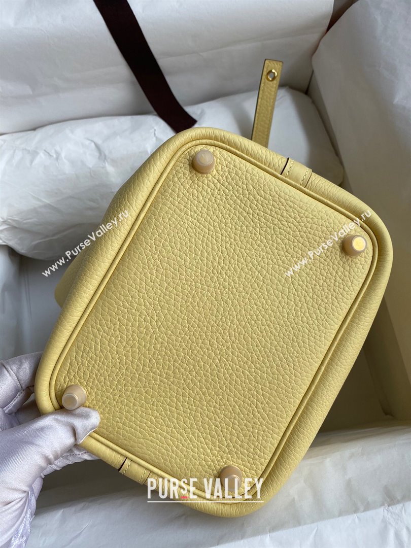 Hermes Picotin Lock Bag 18cm/22cm in Taurillon Clemence Leather Light Yellow/Gold 2023 (Handmade) (M-23110739)