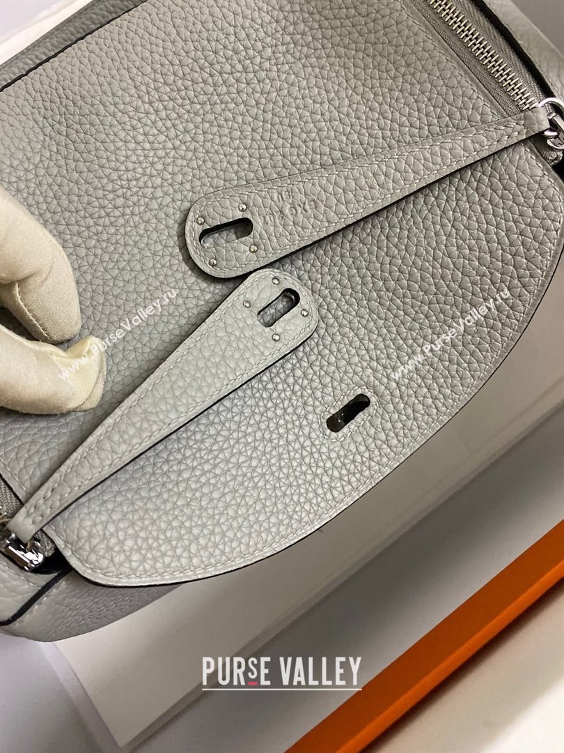 Hermes Lindy 26/30 Bag in Original Taurillon Clemence Leather Seagull Grey/Silver 2024(Full Handmade) (XYA-24051529)
