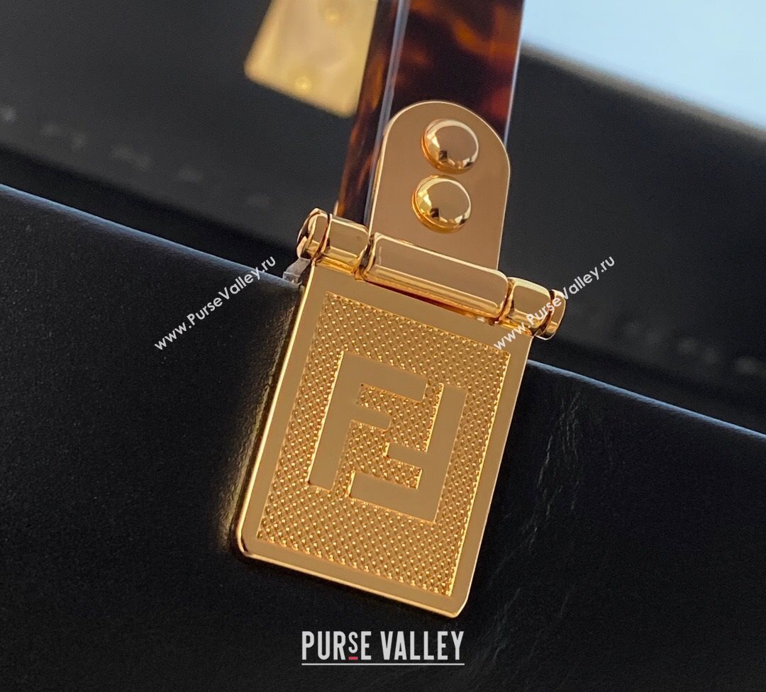 Fendi Sunshine Shopper Leather Tote Bag Black 2020 (AFEI-20112602)