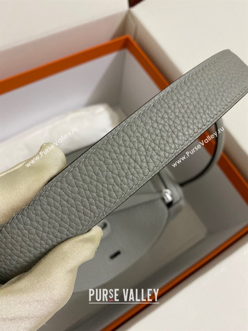 Hermes Lindy 26/30 Bag in Original Taurillon Clemence Leather Seagull Grey/Silver 2024(Full Handmade) (XYA-24051529)