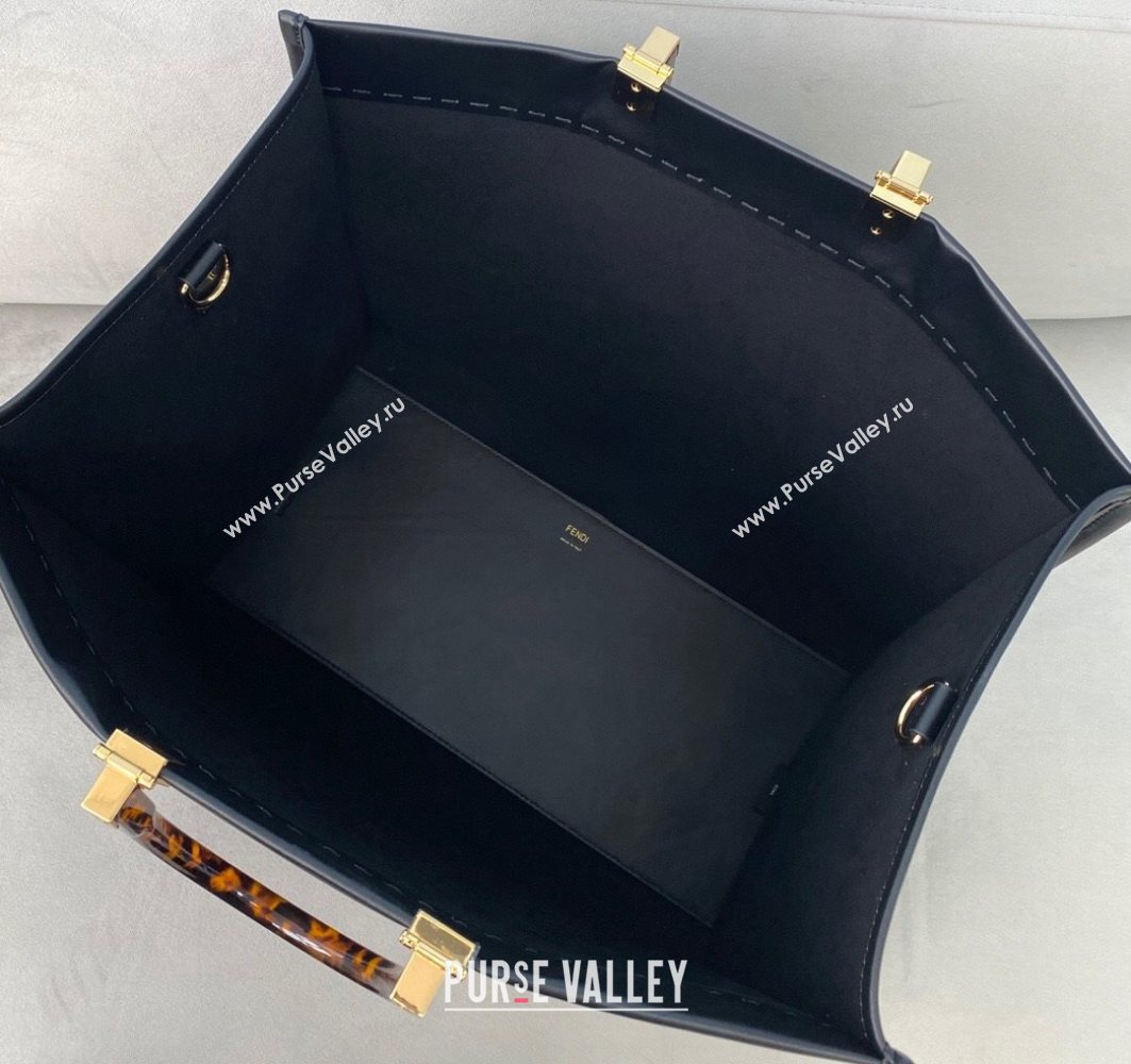 Fendi Sunshine Shopper Leather Tote Bag Black 2020 (AFEI-20112602)