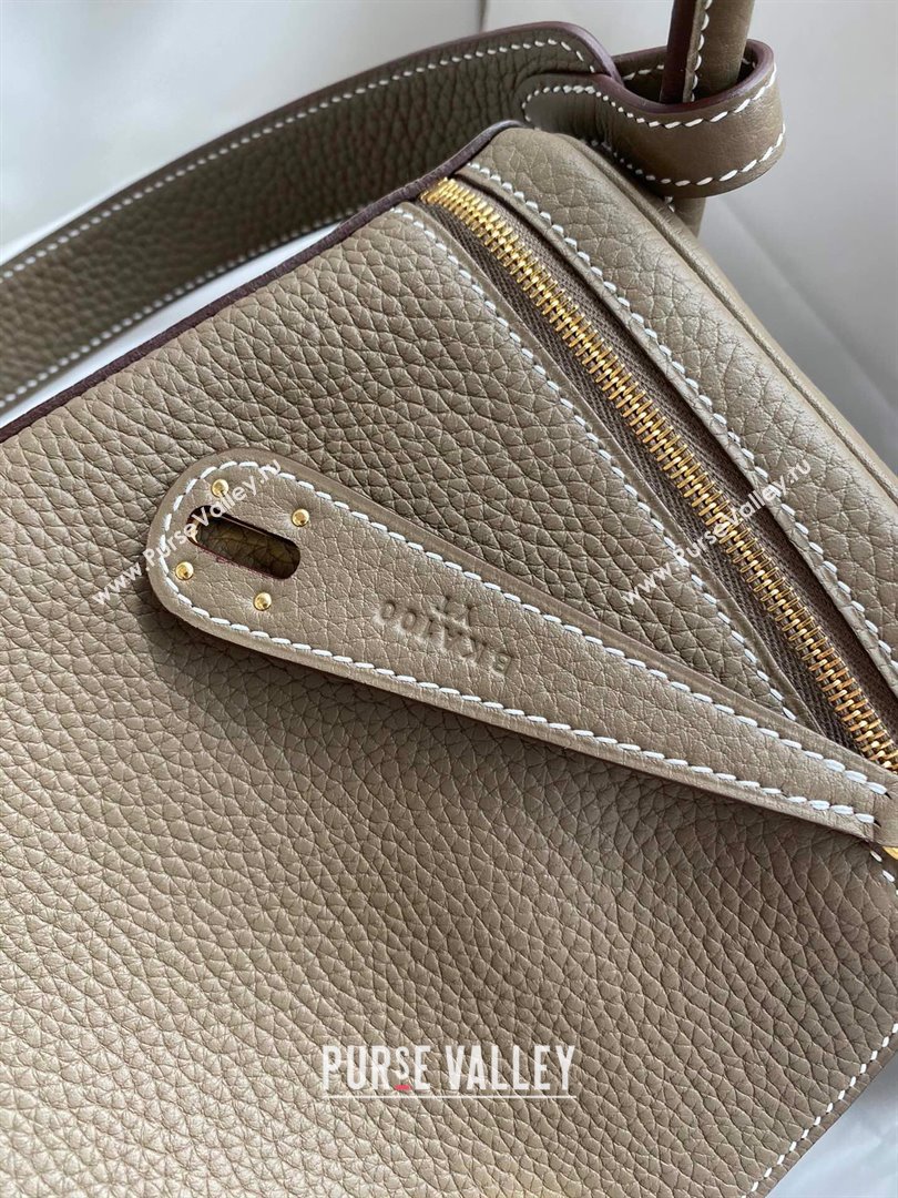 Hermes Lindy 26/30 Bag in Original Taurillon Clemence Leather Etoupe/Gold 2024(Full Handmade) (XYA-24051530)