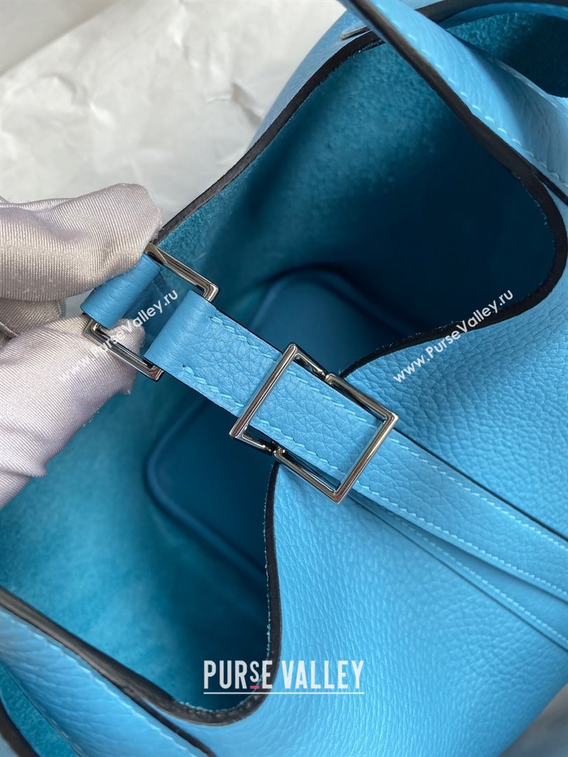 Hermes Picotin Lock Bag 18cm/22cm in Taurillon Clemence Leather North Blue/Silver 2023 (Handmade) (M-23110701)