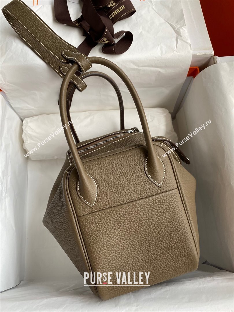 Hermes Lindy 26/30 Bag in Original Taurillon Clemence Leather Etoupe/Silver 2024(Full Handmade) (XYA-24051531)
