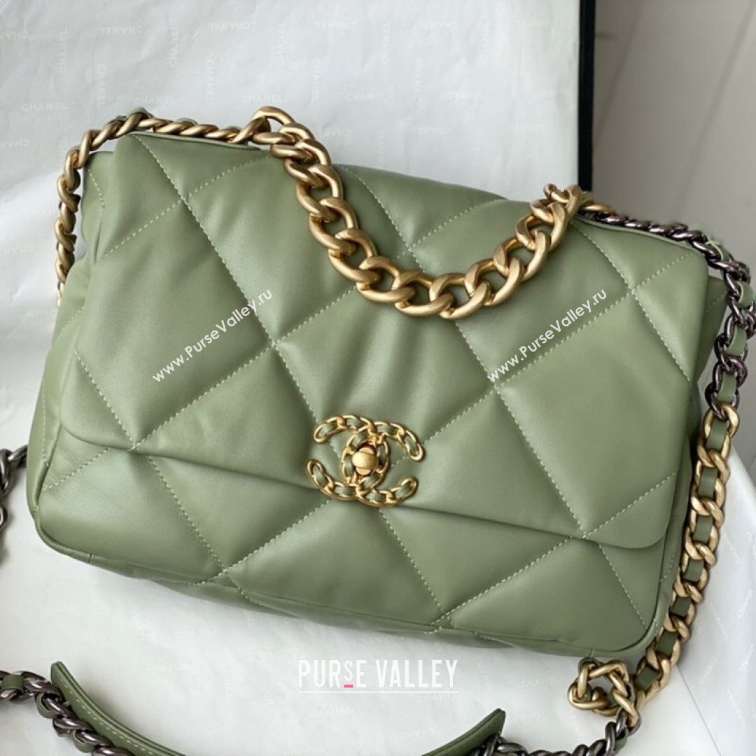 Chanel 19 Lambskin Large Flap Bag AS1161 Olive Green 2021 TOP (SM-21082711)