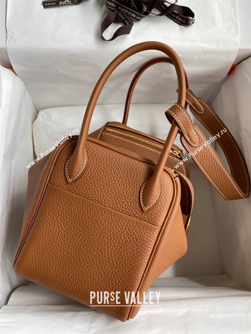 Hermes Lindy 26/30 Bag in Original Taurillon Clemence Leather Brown/Gold 2024(Full Handmade) (XYA-24051532)