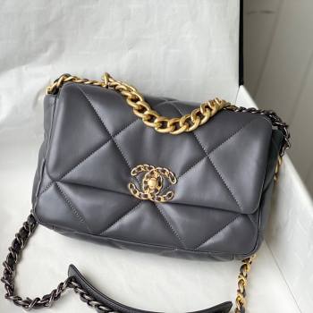 Chanel 19 Lambskin Small Flap Bag AS1160 Steel Gray 2021 TOP (SM-21082708)