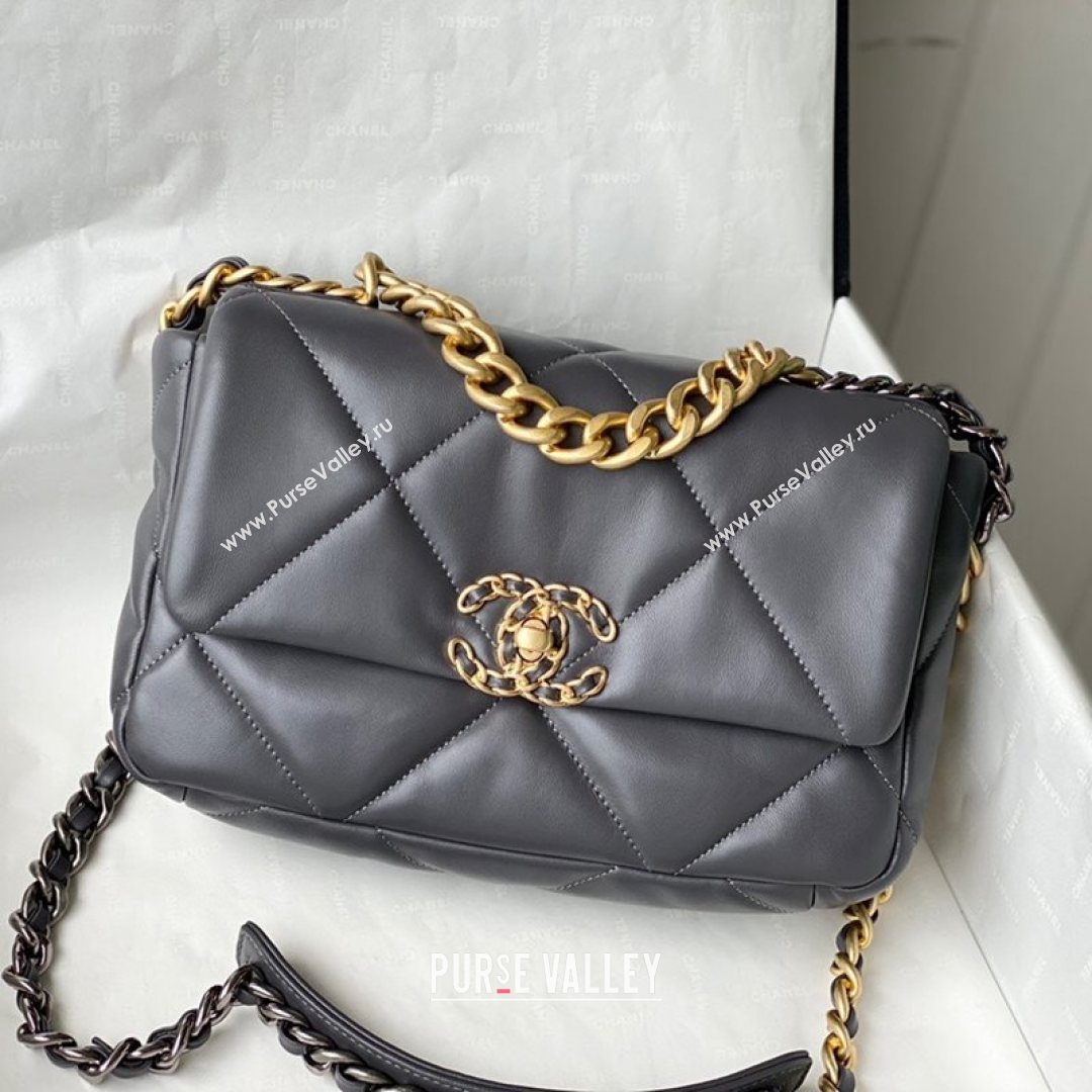 Chanel 19 Lambskin Small Flap Bag AS1160 Steel Gray 2021 TOP (SM-21082708)