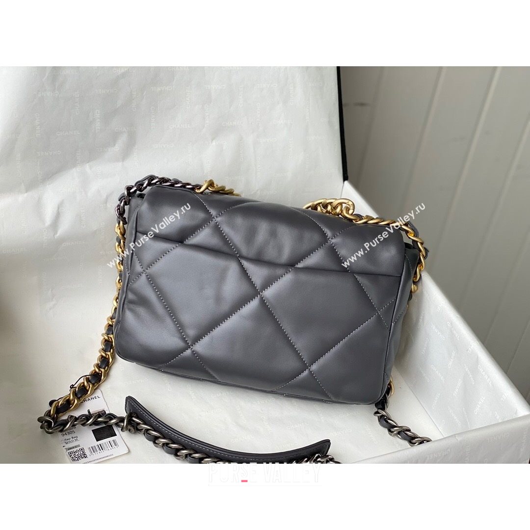 Chanel 19 Lambskin Small Flap Bag AS1160 Steel Gray 2021 TOP (SM-21082708)