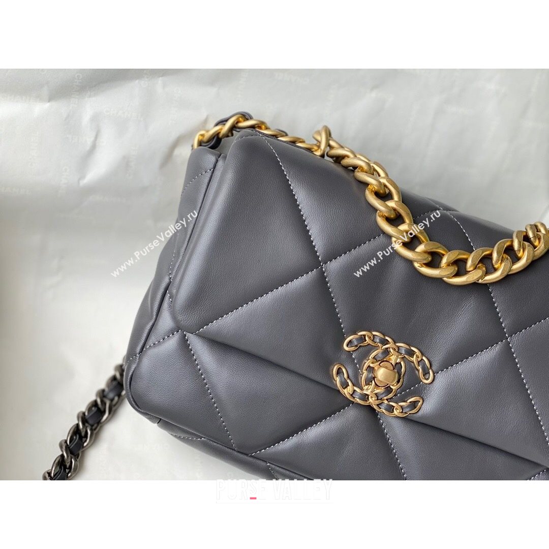 Chanel 19 Lambskin Small Flap Bag AS1160 Steel Gray 2021 TOP (SM-21082708)