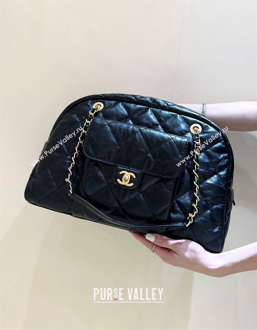 Chanel Bowling Bag in Shiny Calfskin AS4812 Black 2024 Top Quality (SHUNY-24121801)