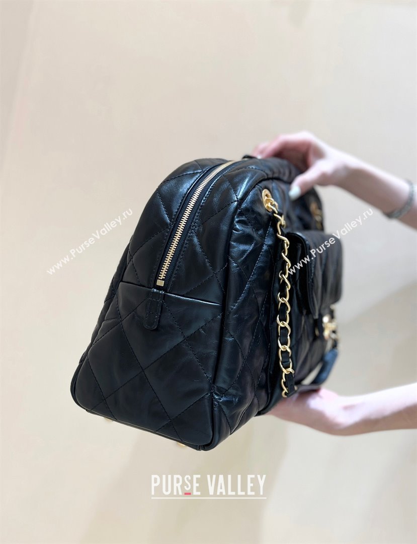 Chanel Bowling Bag in Shiny Calfskin AS4812 Black 2024 Top Quality (SHUNY-24121801)