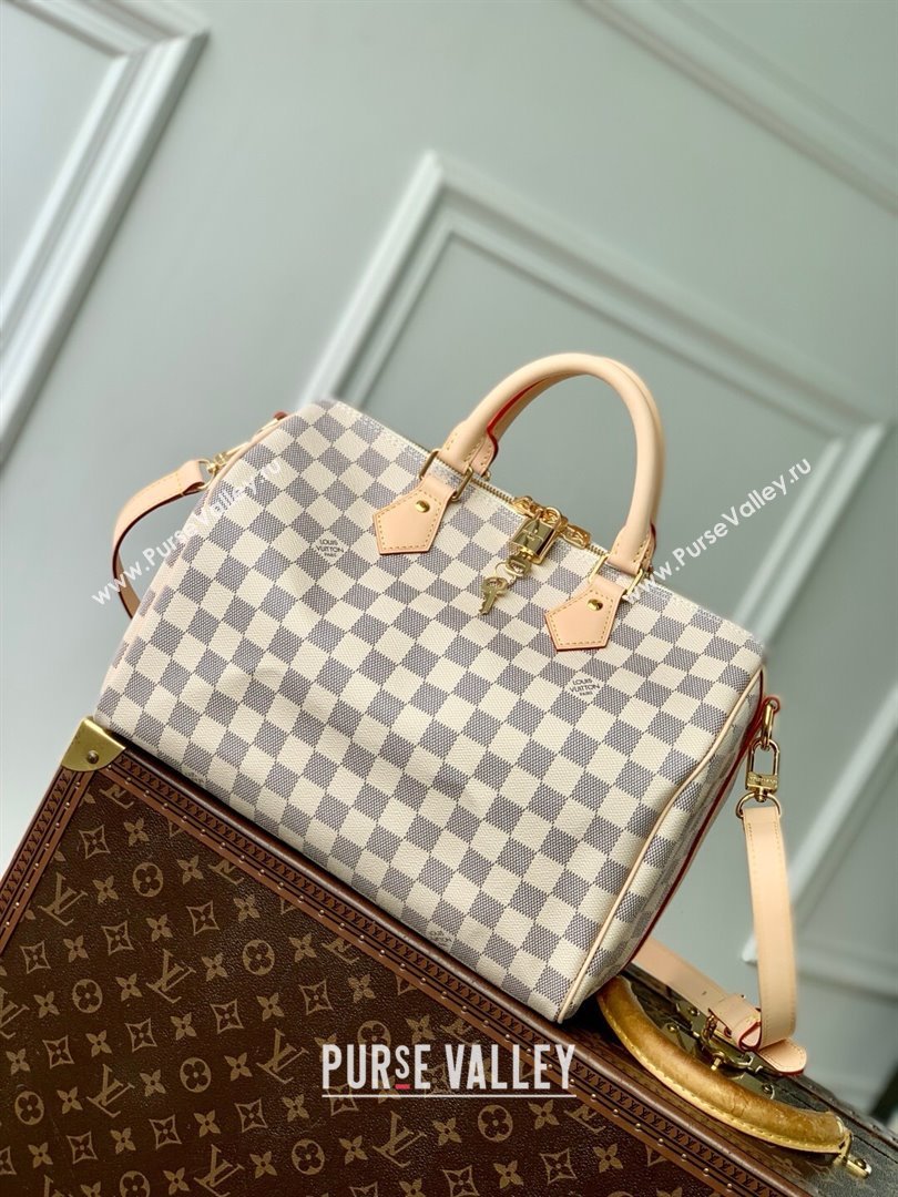 Louis Vuitton Speedy Bandouliere 30 Bag in Damier Azur Canvas N40592 White 2025 (K-25030614)