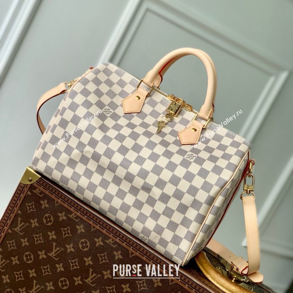 Louis Vuitton Speedy Bandouliere 30 Bag in Damier Azur Canvas N40592 White 2025 (K-25030614)