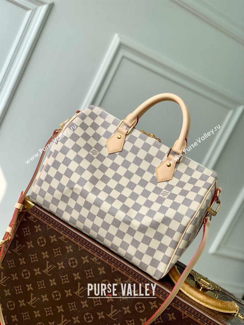 Louis Vuitton Speedy Bandouliere 30 Bag in Damier Azur Canvas N40592 White 2025 (K-25030614)