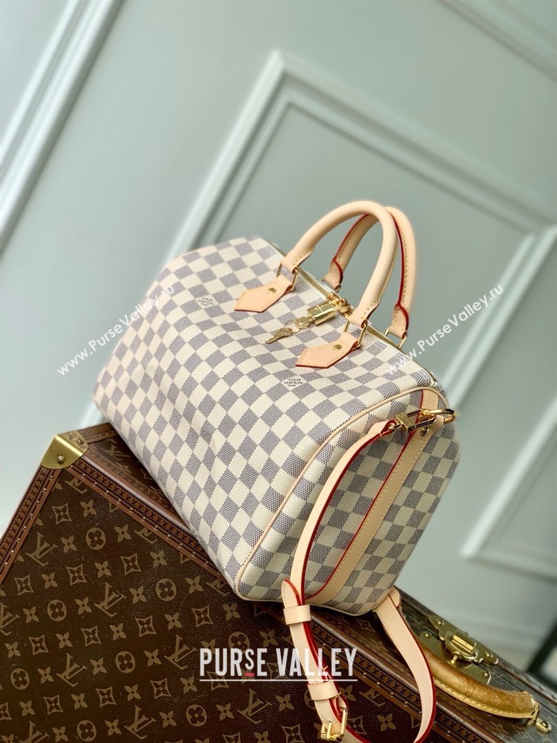 Louis Vuitton Speedy Bandouliere 30 Bag in Damier Azur Canvas N40592 White 2025 (K-25030614)
