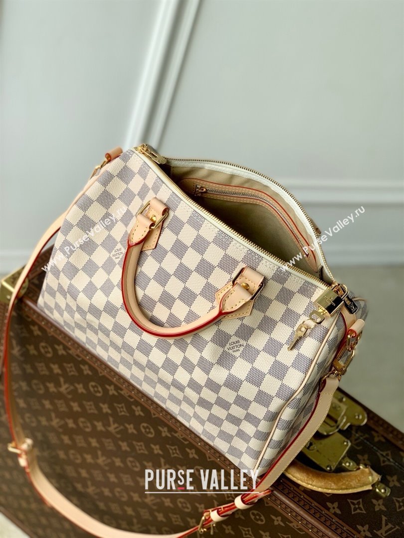 Louis Vuitton Speedy Bandouliere 30 Bag in Damier Azur Canvas N40592 White 2025 (K-25030614)