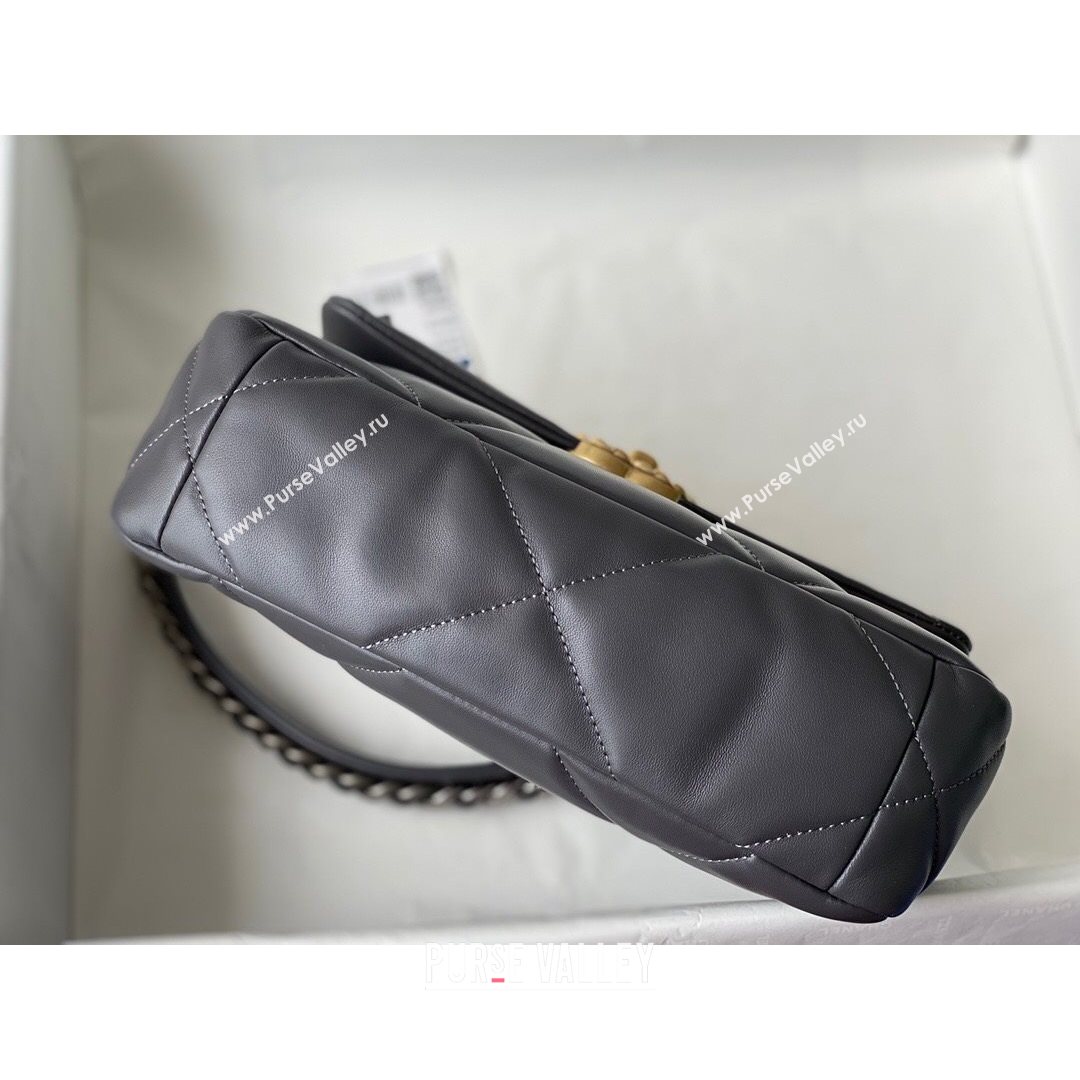 Chanel 19 Lambskin Small Flap Bag AS1160 Steel Gray 2021 TOP (SM-21082708)