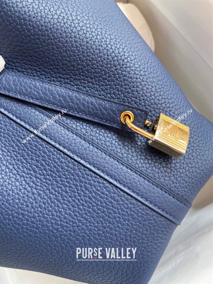 Hermes Picotin Lock Bag 18cm/22cm in Taurillon Clemence Leather Deep Blue/Gold 2023 (Handmade) (M-23110735)