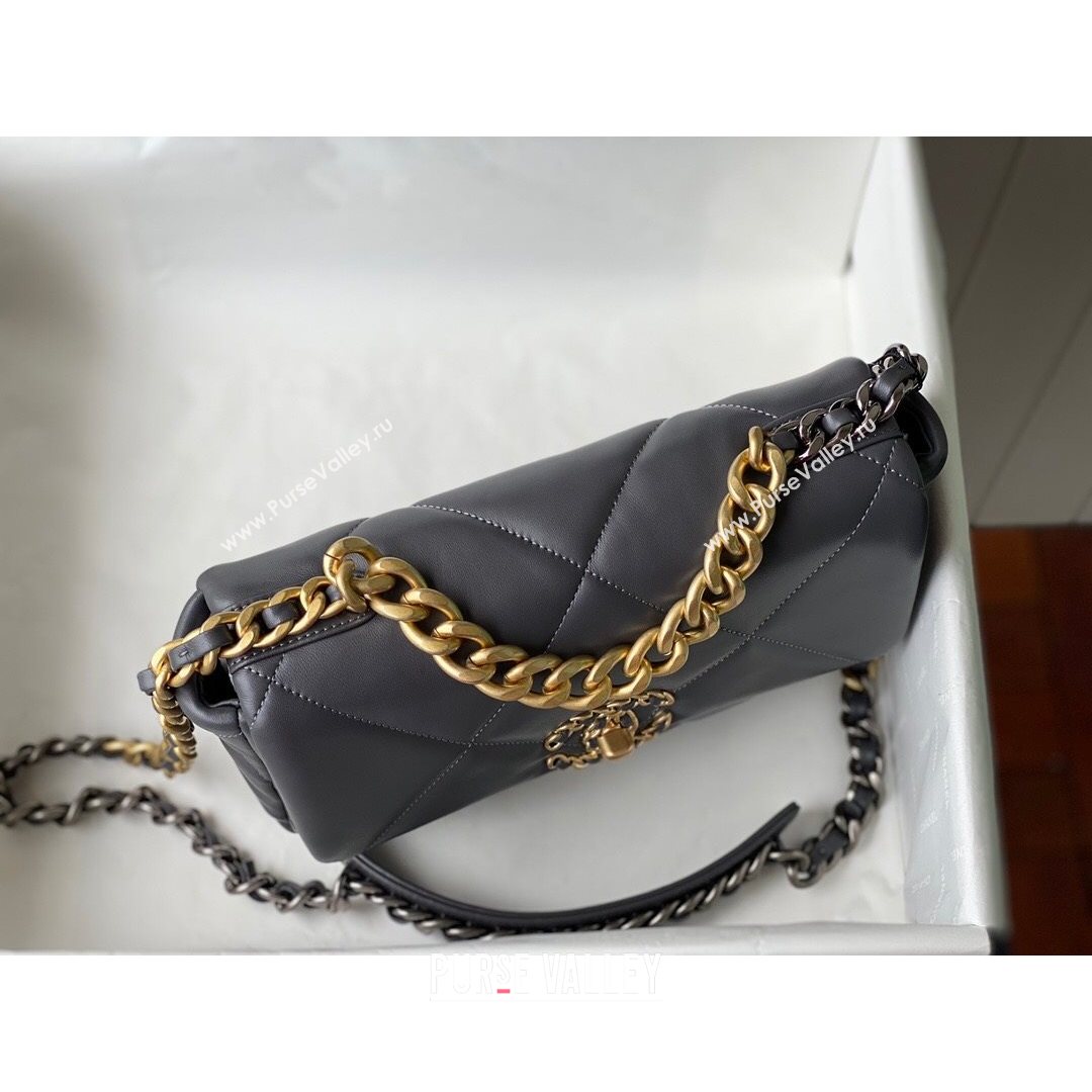 Chanel 19 Lambskin Small Flap Bag AS1160 Steel Gray 2021 TOP (SM-21082708)