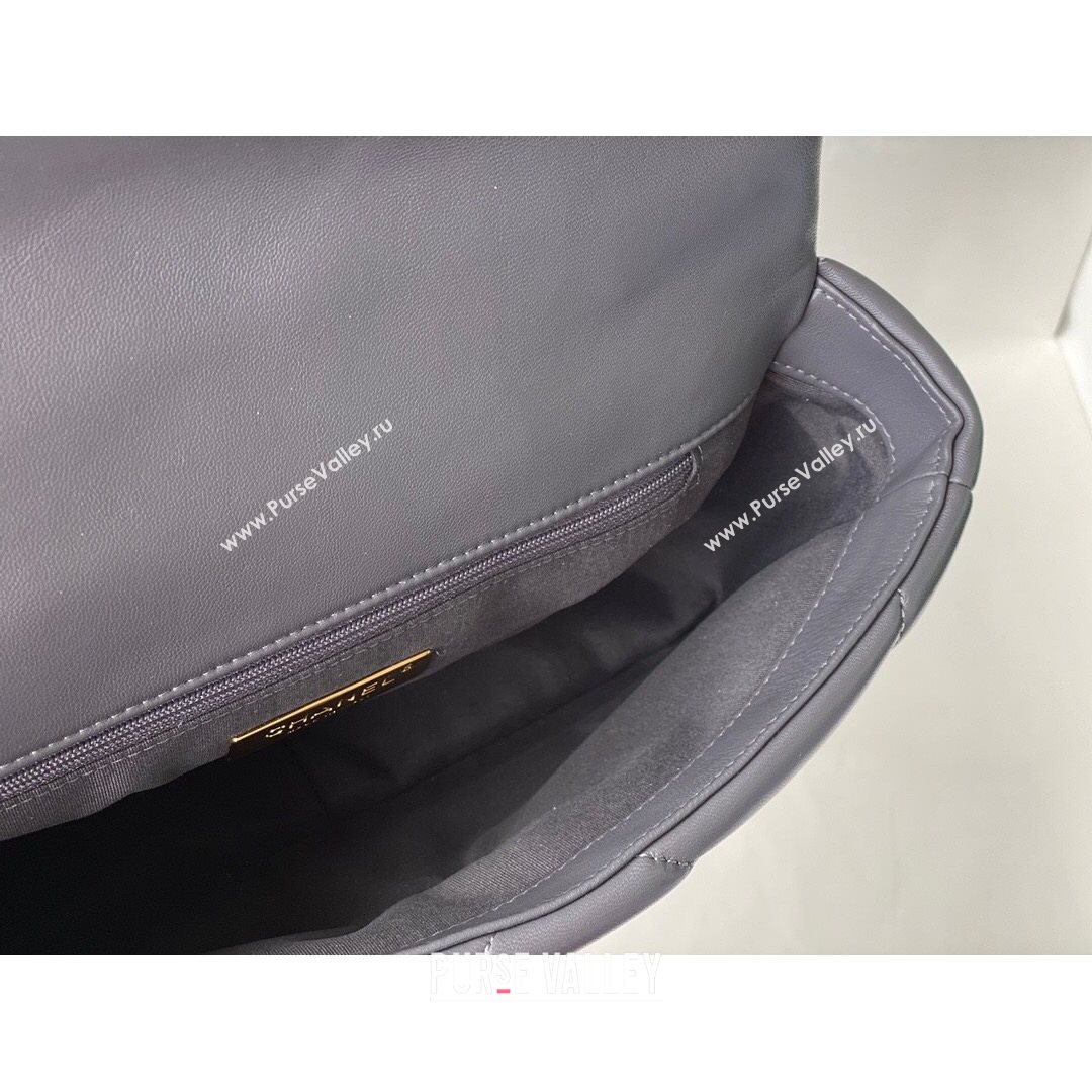 Chanel 19 Lambskin Small Flap Bag AS1160 Steel Gray 2021 TOP (SM-21082708)