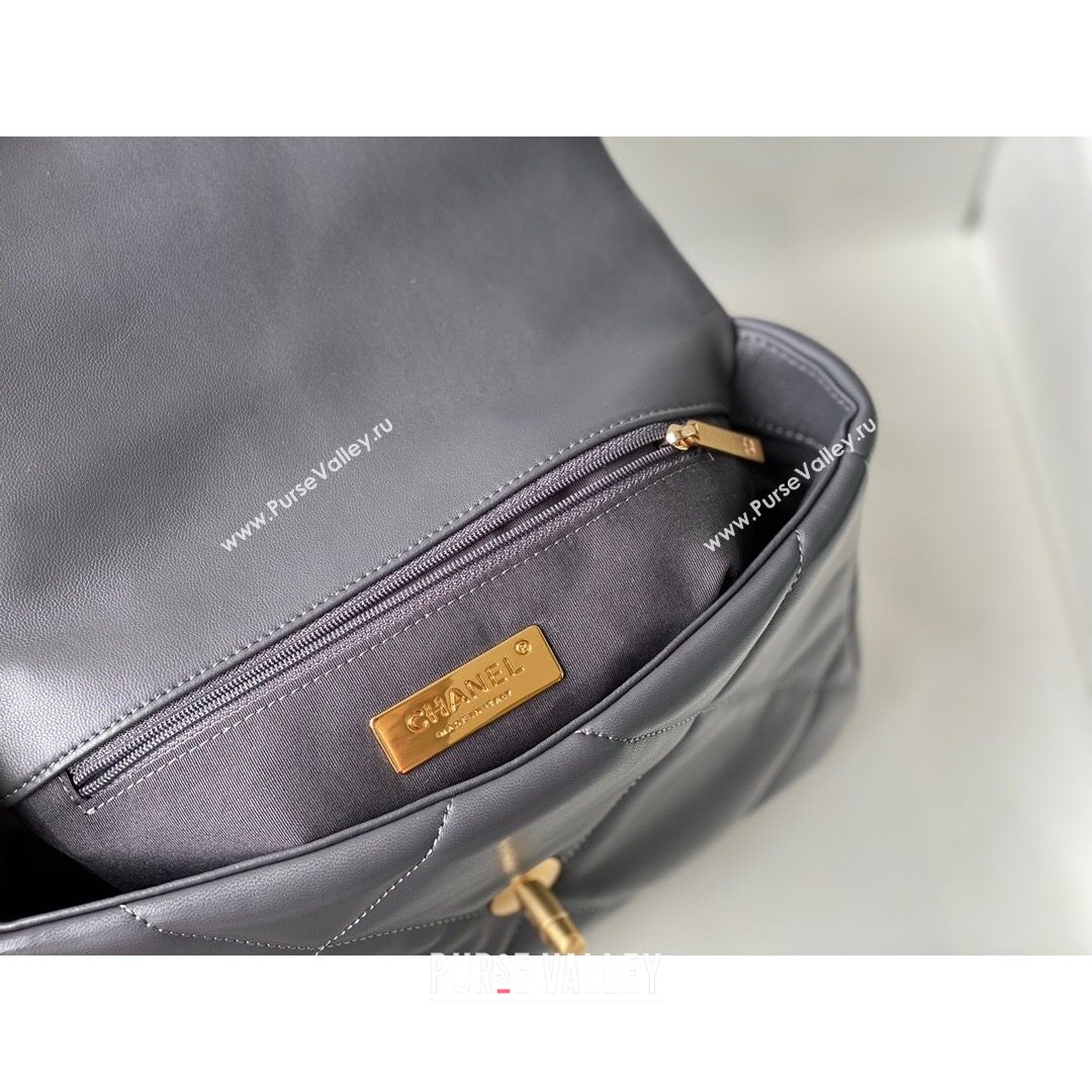 Chanel 19 Lambskin Small Flap Bag AS1160 Steel Gray 2021 TOP (SM-21082708)