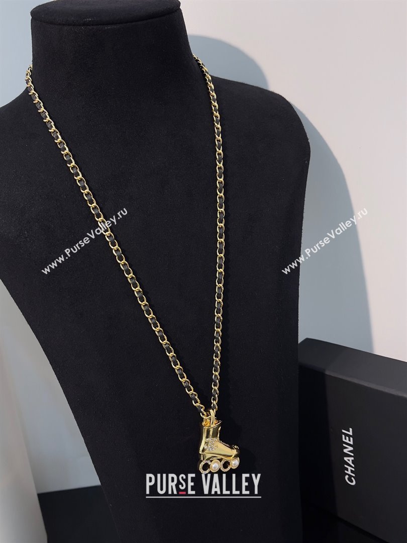 Chanel Leather Chain Boot Pendant Necklace CH12507 Gold 2024 (YF-24012507)