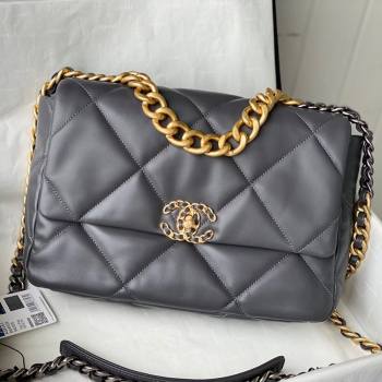 Chanel 19 Lambskin Large Flap Bag AS1161 Steel Gray 2021 TOP (SM-21082709)