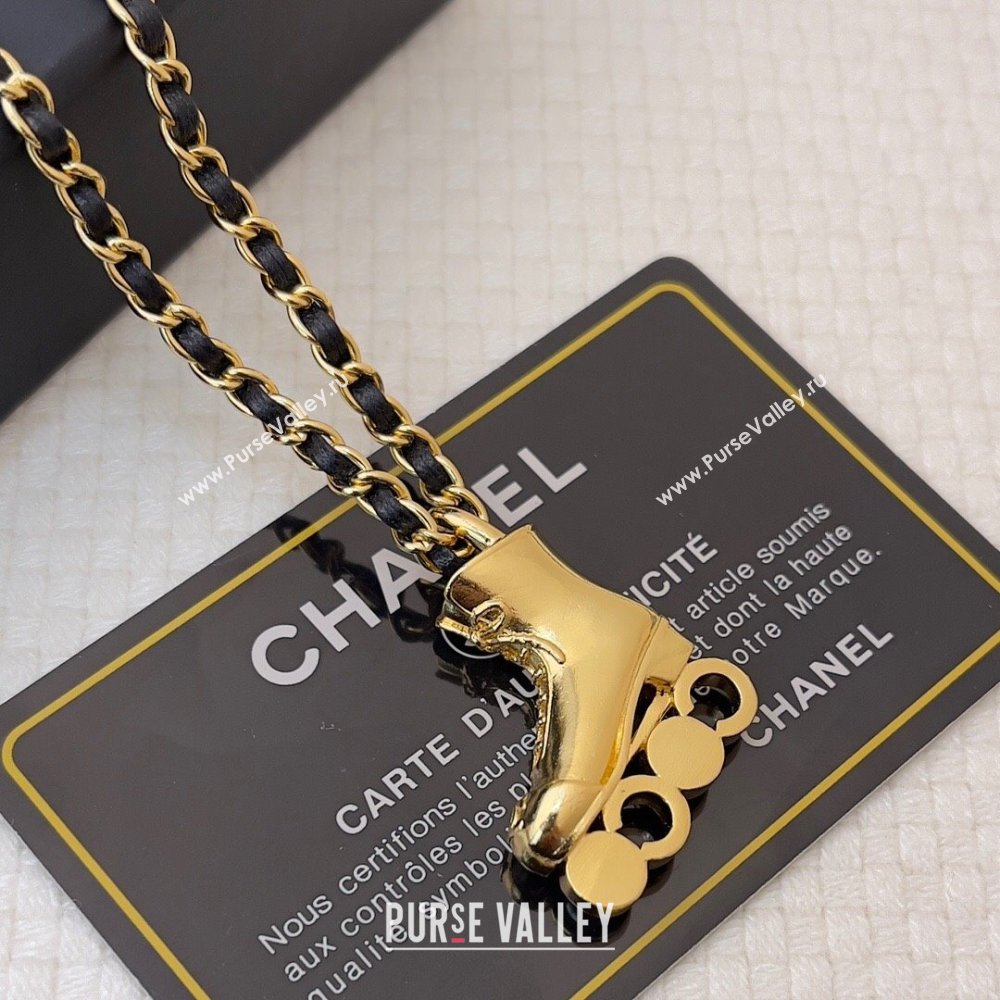 Chanel Leather Chain Boot Pendant Necklace CH12507 Gold 2024 (YF-24012507)