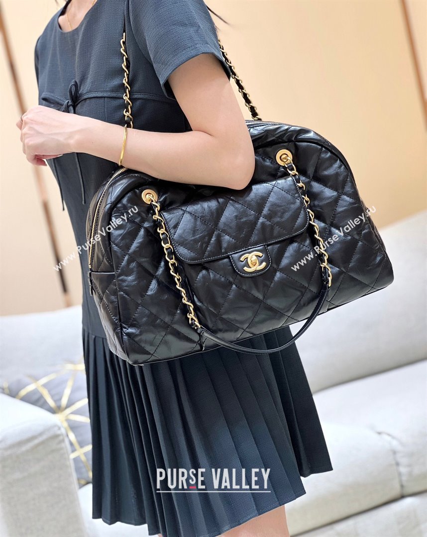 Chanel Bowling Bag in Shiny Calfskin AS4812 Black 2024 Top Quality (SHUNY-24121801)