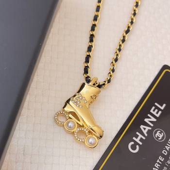 Chanel Leather Chain Boot Pendant Necklace CH12507 Gold 2024 (YF-24012507)