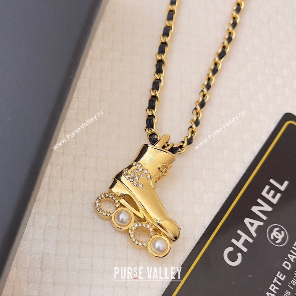 Chanel Leather Chain Boot Pendant Necklace CH12507 Gold 2024 (YF-24012507)