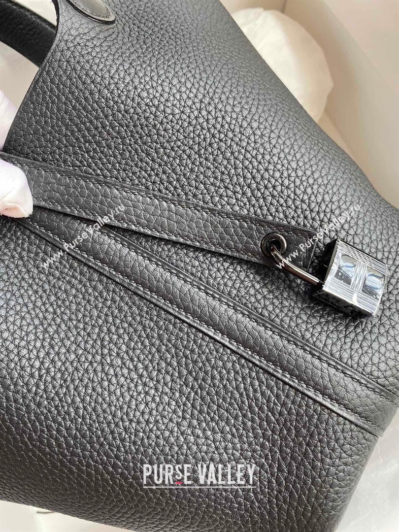 Hermes Picotin Lock Bag 18cm/22cm in Taurillon Clemence Leather So Black 01 2023 (Handmade) (M-23110736)