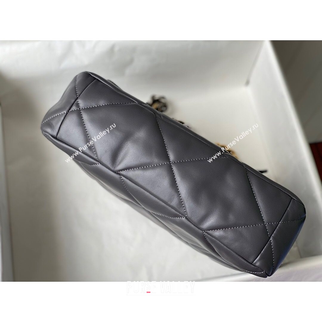 Chanel 19 Lambskin Large Flap Bag AS1161 Steel Gray 2021 TOP (SM-21082709)