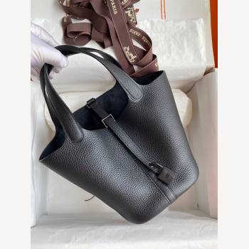 Hermes Picotin Lock Bag 18cm/22cm in Taurillon Clemence Leather So Black 02 2023 (Handmade) (M-23110737)