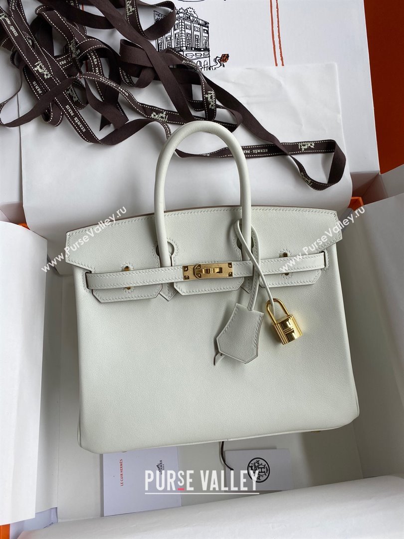 Hermes Birkin 25cm/30cm/35cm Bag in Original Swift Leather Glacier White/Gold 2024 (Full Handmade) (XYA-24032601)