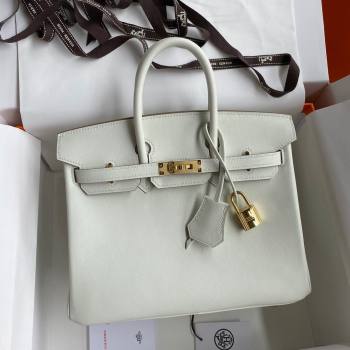 Hermes Birkin 25cm/30cm/35cm Bag in Original Swift Leather Glacier White/Gold 2024 (Full Handmade) (XYA-24032601)