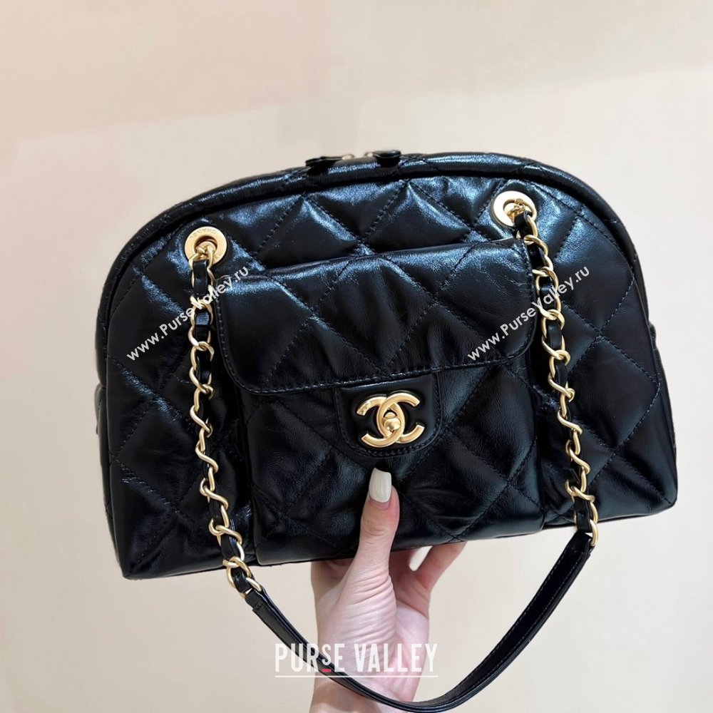 Chanel Small Bowling Bag in Shiny Calfskin AS4905 Black 2024 Top Quality (SHUNY-24121802)